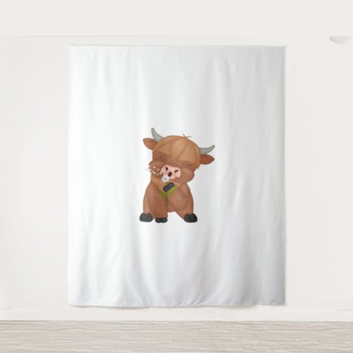 Highland Cow Christmas Merry and Bright, Scottish, Tapestry