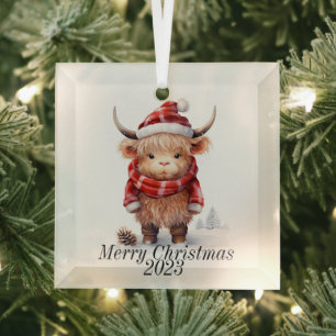 Highland Cow Christmas Ornament