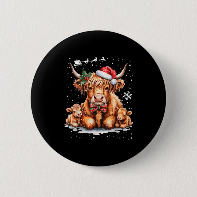 Highland Cow Christmas Outfit Idea Women Xmas High Button (Front)