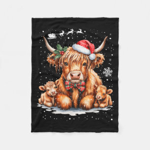 Highland Cow Christmas Outfit Idea Women Xmas High Fleece Blanket