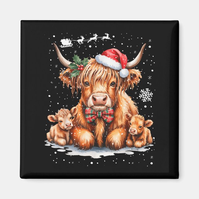 Highland Cow Christmas Outfit Idea Women Xmas High Magnet (Front)