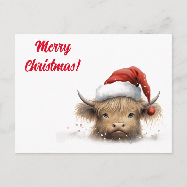 Highland Cow Christmas Personalized Holiday Postcard (Front)