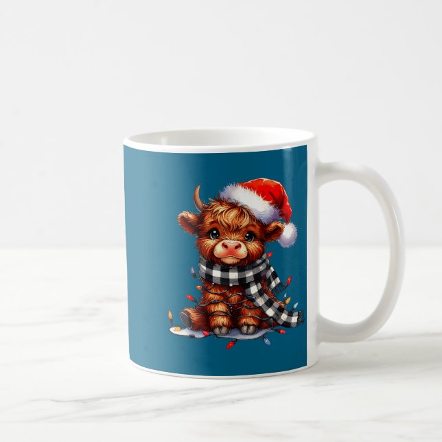 Highland Cow Christmas Santa Hat Mooey Xmas Heifer Coffee Mug (Right)