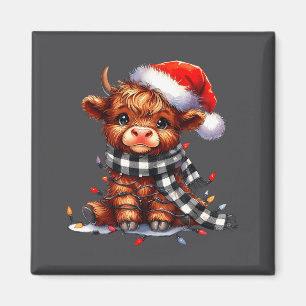 Highland Cow Christmas Santa Hat Mooey Xmas Heifer Magnet