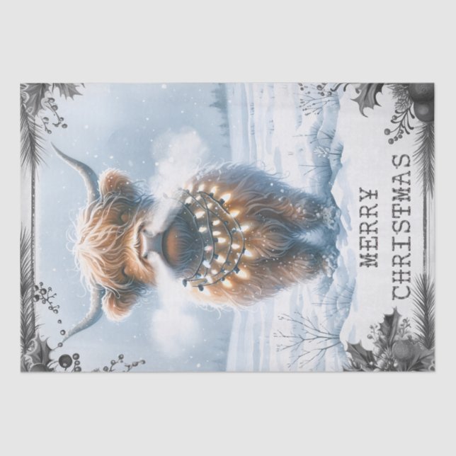 Highland Cow Christmas  Tissue Paper (Front)