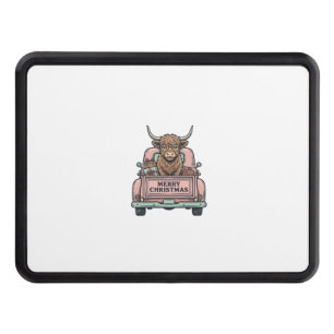 Highland Cow Christmas Truck Vintage Engraving Shi Hitch Cover