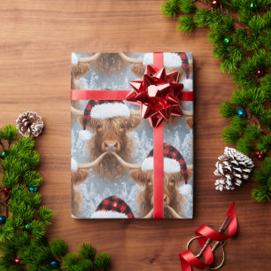 Highland Cow Christmas Wrapping Paper  Cozy Rustic
