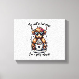 Highland Cow Coffee , Coffee Cow Canvas Print