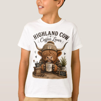 Highland Cow Coffee Lover Vintage Aesthetic Graphi T-Shirt