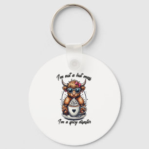 Highland Cow Coffee Png, Coffee Cow Png Keychain