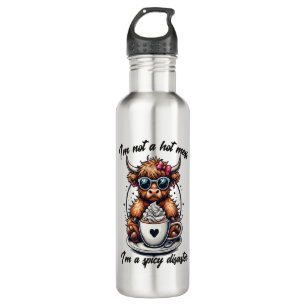Highland Cow Coffee Png, Coffee Cow Png Stainless Steel Water Bottle