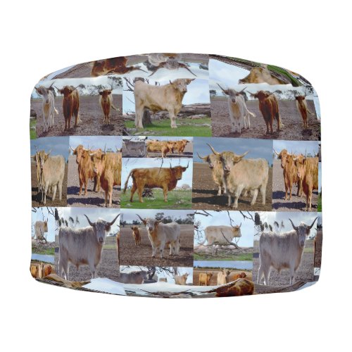 Highland Cow Collarge Pouf
