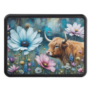 Highland Cow Colorful Cosmos  Hitch Cover