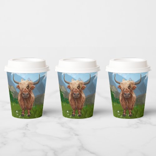 HIghland Cow Coming and Going Party Paper Cups