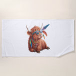 Highland Cow , Cool Cow , Sunglass Beach Towel