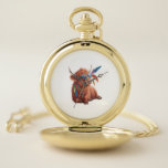 Highland Cow , Cool Cow , Sunglass Pocket Watch