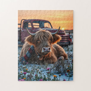 Highland Cow Country Christmas Jigsaw Puzzle