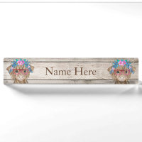 Highland Cow Country Desk Name Plate