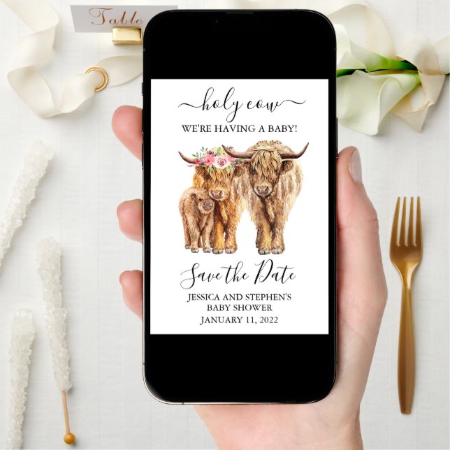 Highland Cow Couples Shower Save the Date  (Front Digital)
