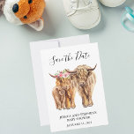 Highland Cow Couples Shower Save the Date<br><div class="desc">This design may be personalized in the area provided by changing the photo and/or text. Or it can be customized by clicking Personalize this Template and then choosing the click to customize further option and delete or change the color of the background, add text, change the text color or style,...</div>