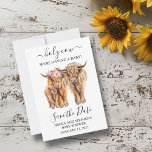Highland Cow Couples Shower Save the Date<br><div class="desc">This design may be personalized in the area provided by changing the photo and/or text. Or it can be customized by clicking Personalize this Template and then choosing the click to customize further option and delete or change the color of the background, add text, change the text color or style,...</div>
