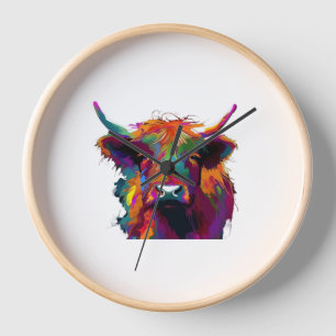 highland Cow, cow, highland cow art, cute highland Clock