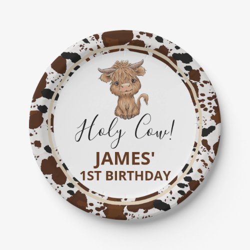 Highland Cow Cow Print Birthday Party Paper Plates