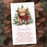 Highland Cow Cozy Winter Farm Animal Book Request Enclosure Card<br><div class="desc">Looking for an adorable and cozy theme for your baby shower this holiday or winter season? Look no further than our rustic modern cow and highland calf invitations and party supplies! Featuring a charming highland baby cow dressed in a red plaid scarf and pine trees, this charming design is perfect...</div>