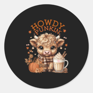 Highland Cow, Cute And Cozy Ready For Fall Fun! Lo Classic Round Sticker