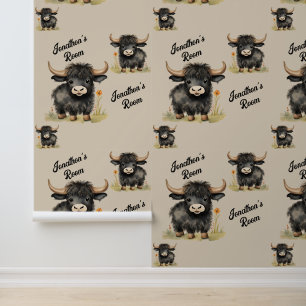 Highland Cow Cute Gender Neutral  Wallpaper