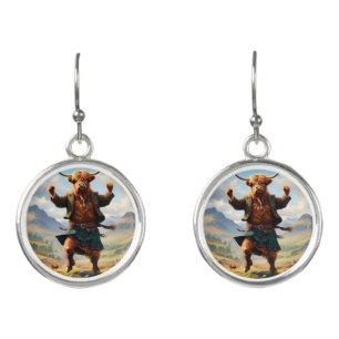 Highland Cow Dancing The Highland Fling, Earrings