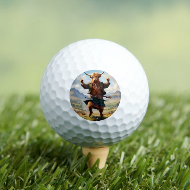 Highland Cow Dancing The Highland Fling, Golf Balls (Insitu Tee)