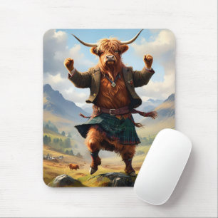 Highland Cow Dancing The Highland Fling, Mouse Pad
