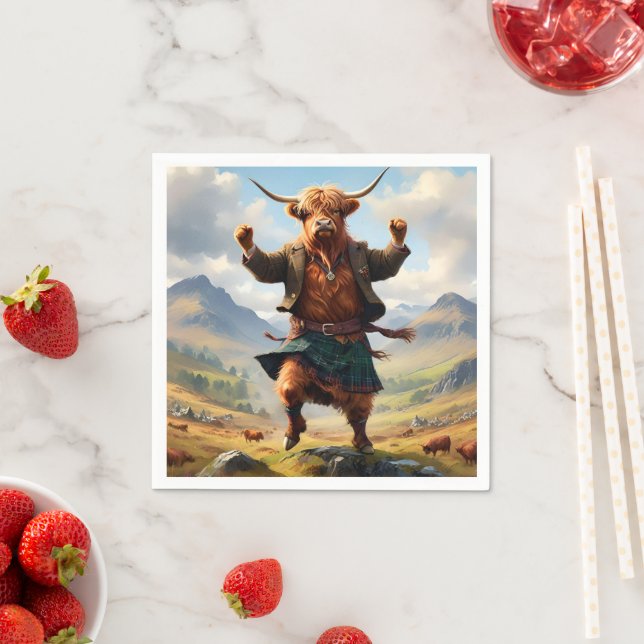 Highland Cow Dancing The Highland Fling, Napkins (Insitu)