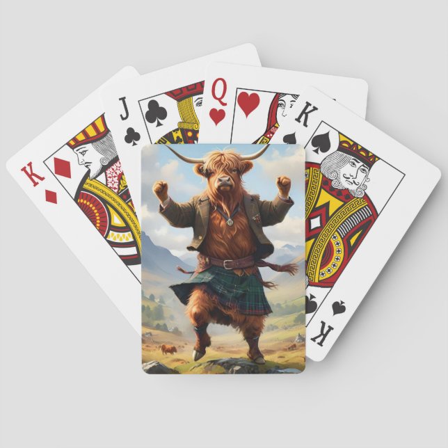 Highland Cow Dancing The Highland Fling, Poker Cards (Back)