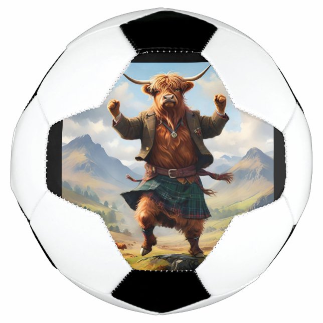 Highland Cow Dancing The Highland Fling, Soccer Ball (Front)