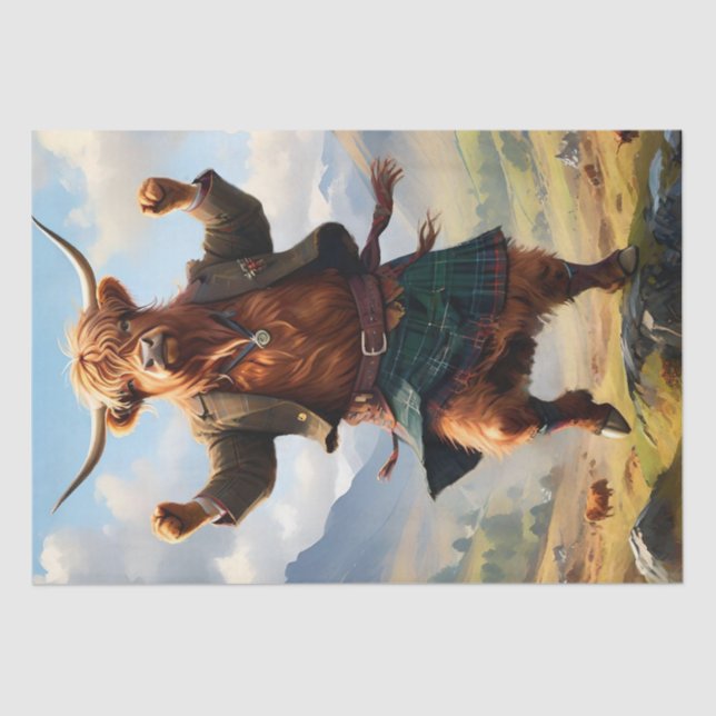 Highland Cow Dancing The Highland Fling, Tissue Paper (Front)