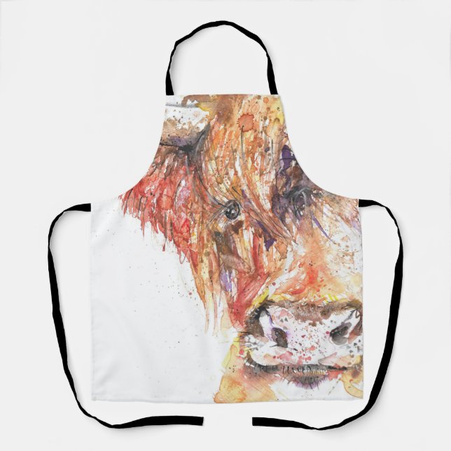 Highland Cow design All-Over Print Apron (Front)