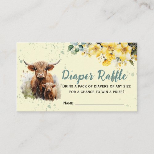 Highland Cow Diaper Raffle Baby Shower Enclosure Card