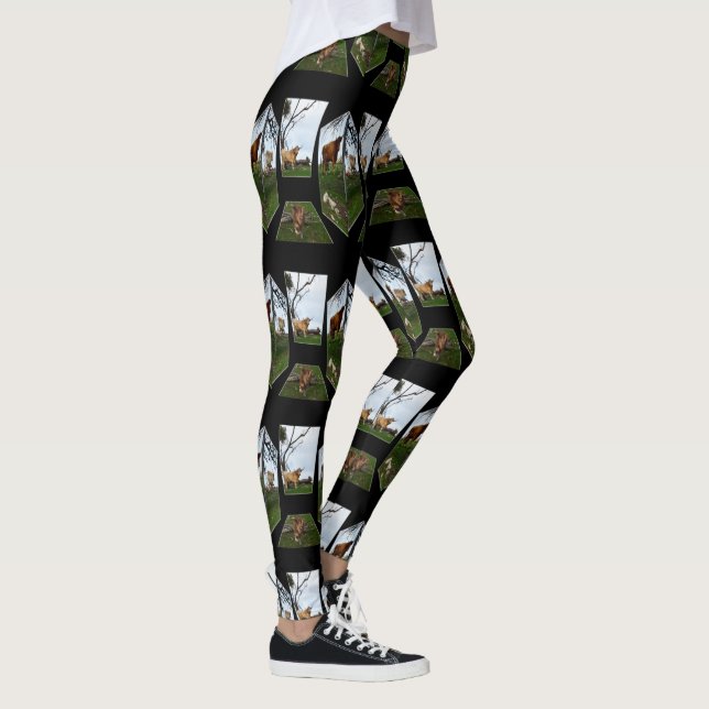 Highland Cow Dimensional Art, Black Leggings (Right)