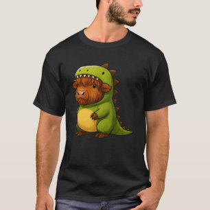 Highland Cow Dinosaur Costume Trex Animal Lover Bo T-Shirt