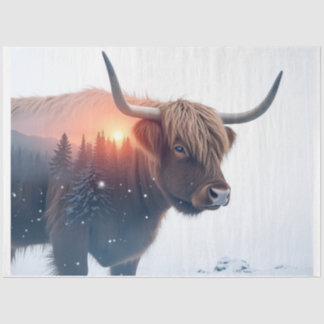 highland  cow double exposure tissue paper