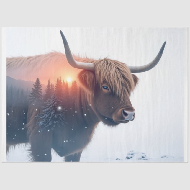 highland  cow double exposure tissue paper (Front)