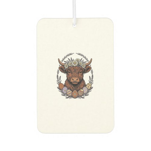 Highland Cow Easter Vintage Floral Egg Art Air Freshener