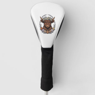 Highland Cow Easter Vintage Floral Egg Art Golf Head Cover