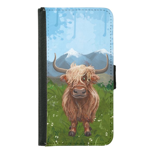 Highland Cow Electronics Samsung Galaxy Wallet Case (Front)