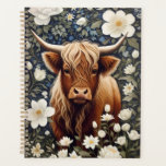 Highland Cow Elegant White Floral Planner<br><div class="desc">Stay organized in style with this Highland Cow Elegant White Floral planner! Featuring a beautifully illustrated Highland cow adorned with delicate white florals, this design blends rustic charm with elegance. Perfect for scheduling, goal-setting, and jotting down important notes, this planner is ideal for nature lovers, farm animal enthusiasts, and anyone...</div>