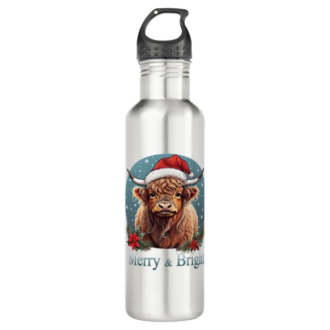 Highland Cow Essential T-Shirt Stainless Steel Water Bottle (Front)