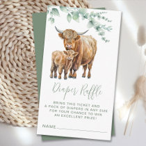 Highland Cow Eucalyptus Baby Shower Diaper Raffle  Enclosure Card