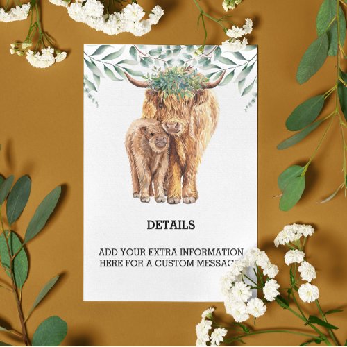 Highland Cow Eucalyptus Details Custom  Enclosure Card